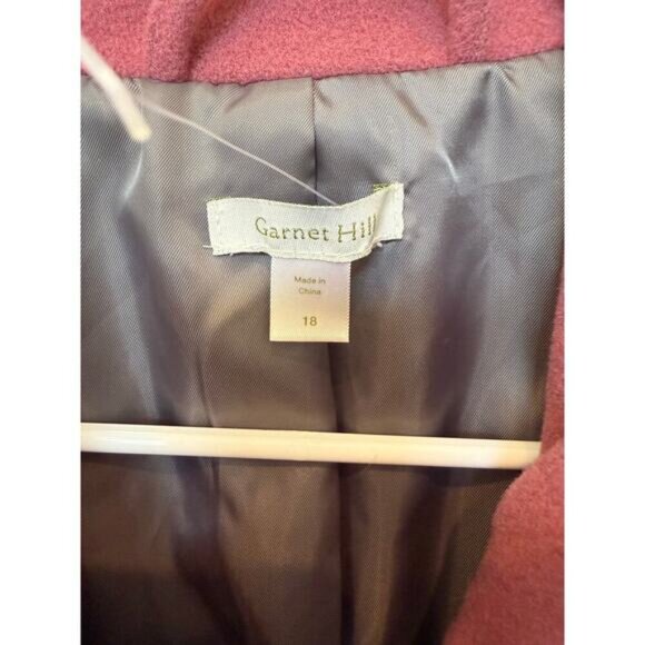NWOT Garnet Hill Ruffle Front Wool Coat Pink Mauve 18 (XL) - Picture 4 of 7